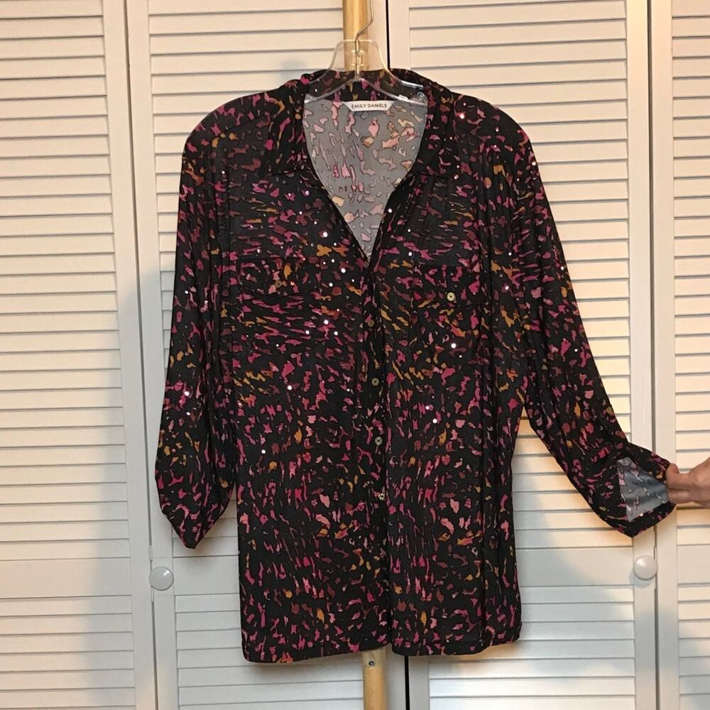 Emily Daniels Sequin Abstract Collared 3/4 Sleeve… - image 2